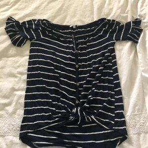 Darling navy white striped knit top